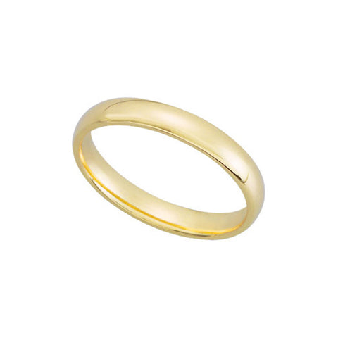 3mm Light Domed Comfort Fit Wedding Band in 10k Yellow Gold