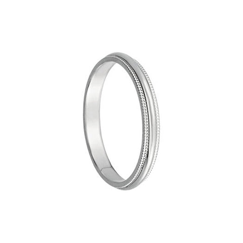 2.Milgrain Edge Domed Band in 14k White Gold