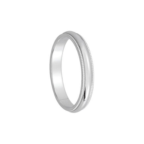 3mm Milgrain Edge Domed Band in 14k White Gold