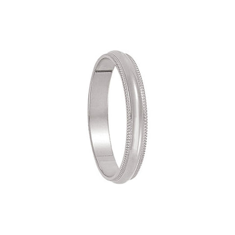 3mm Milgrain Edge Domed Light Band in 14k White Gold