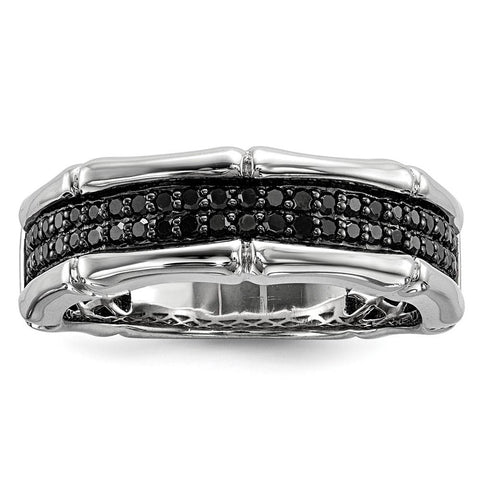 3/8 Cttw Black Diamond Men's Band in Sterling Silver