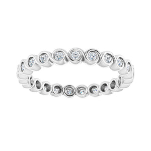 14K White Gold 1/3 CTW Diamond Bezel Set Eternity Swirl Band