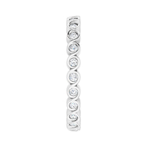 14K White Gold 1/3 CTW Diamond Bezel Set Eternity Swirl Band