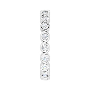 14K White Gold 1/2 CTW Diamond Bezel Set Eternity Swirl Band