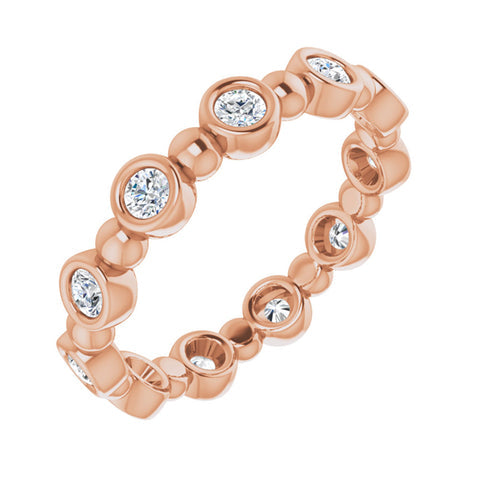 3.14K Rose Gold 1/2 CTW Diamond Bezel Set Eternity Band