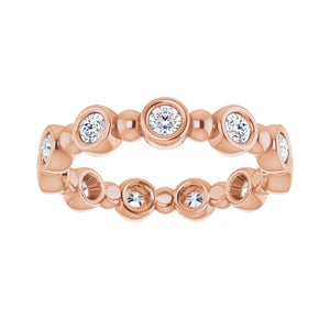 3.14K Rose Gold 1/2 CTW Diamond Bezel Set Eternity Band