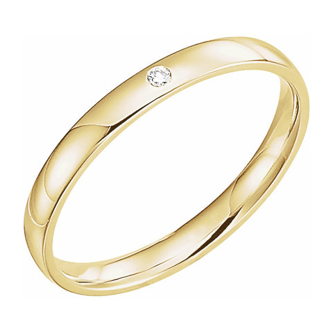 2.14k Yellow Gold .02 CT Diamond Half Round Comfort Fit Band