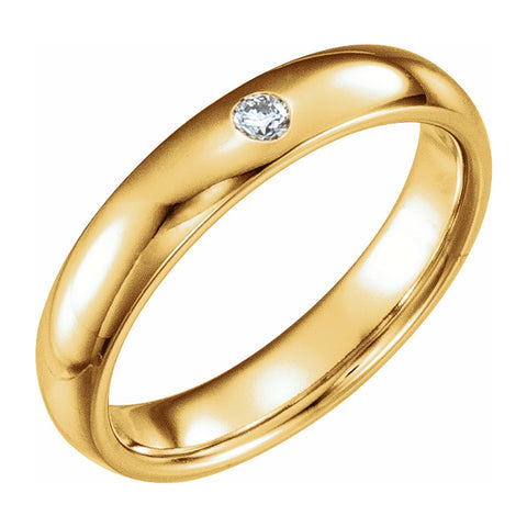 14k Yellow Gold .06 CT Diamond Half Round Comfort Fit Band