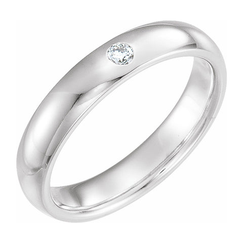 14k White Gold .06 CT Diamond Half Round Comfort Fit Band