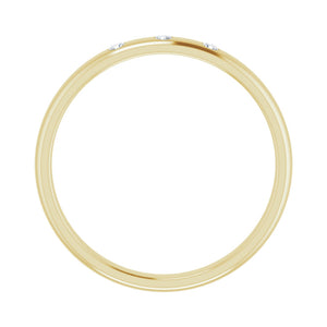 2.14k Yellow Gold & 3 Stone Diamond Half Round Comfort Fit Band