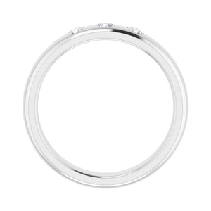 14k White Gold 1/5 Ctw Diamond 3 Stone Half Round Comfort Fit Band