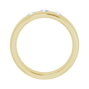 14k Yellow Gold 1/3Ctw Diamond 3 Stone Half Round Comfort Fit Band