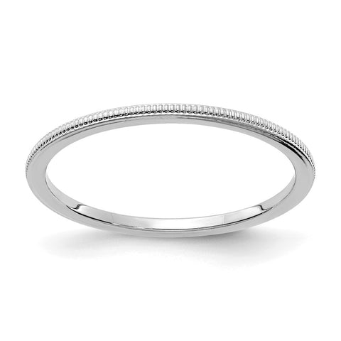 1.10k White Gold Milgrain Stackable Band