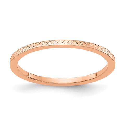 1.10k Rose Gold Crisscross Flat Stackable Band