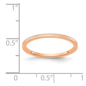 1.10k Rose Gold Crisscross Flat Stackable Band
