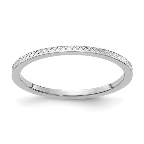 1.10k White Gold Crisscross Flat Stackable Band