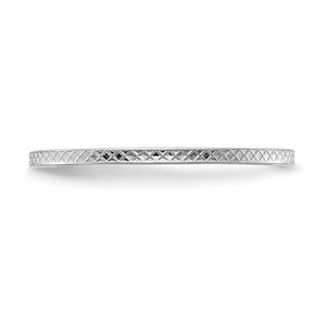 1.10k White Gold Crisscross Flat Stackable Band