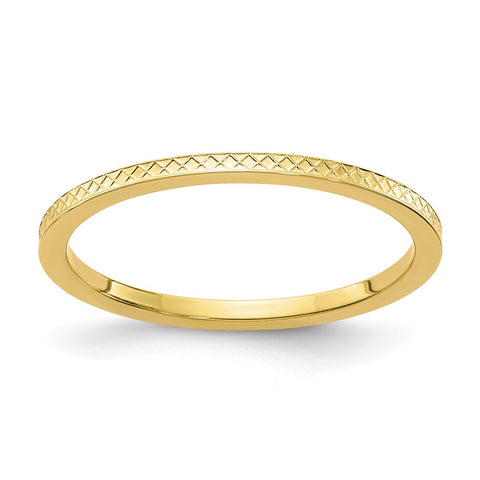 1.10k Yellow Gold Crisscross Flat Stackable Band