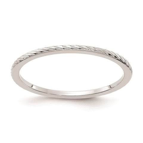 1.10k White Gold Twisted Pattern Stackable Band