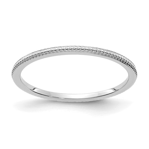 1.14k White Gold Beaded Stackable Band