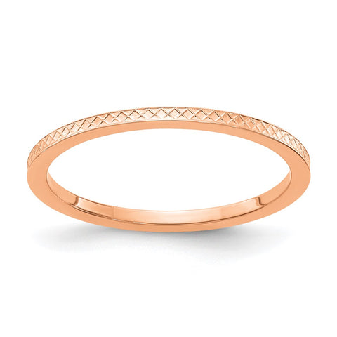 1.14k Rose Gold Crisscross Flat Stackable Band