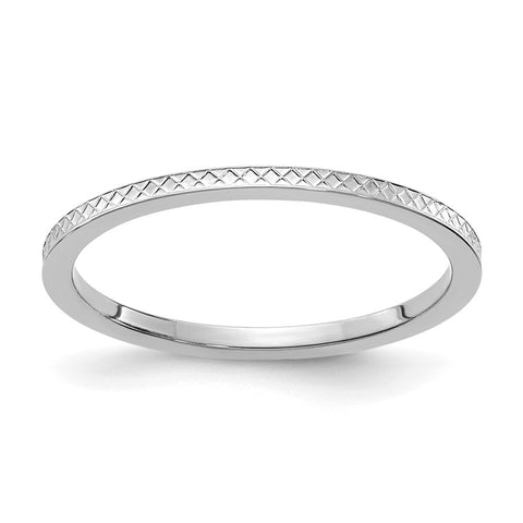 1.14k White Gold Crisscross Flat Stackable Band