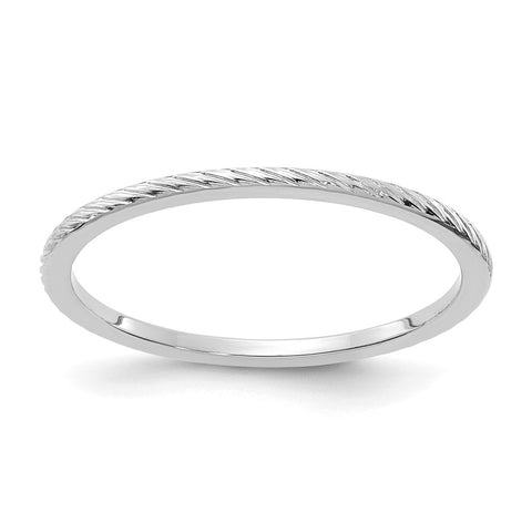 1.14k White Gold Twisted Pattern Stackable Band