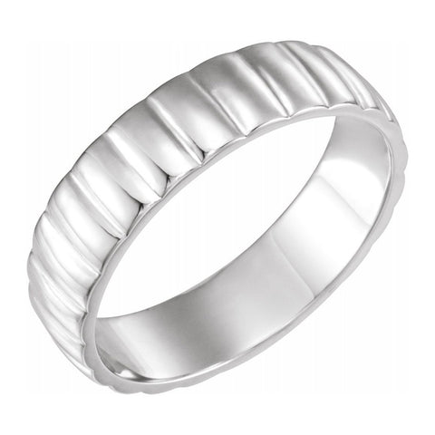 14K White Gold Polished Grooved Standard Fit Band