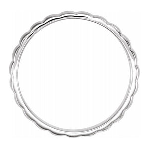 14K White Gold Polished Grooved Standard Fit Band