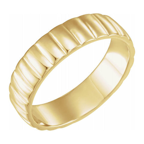 14K Yellow Gold Polished Grooved Standard Fit Band