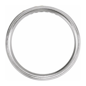 14K White Gold 1/5 CTW Diamond Double Milgrain Comfort Fit Band