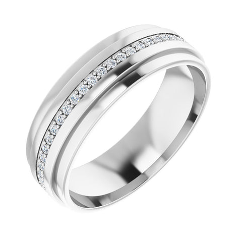 14K White Gold 1/3 to 3/8 CTW Diamond Eternity Ridge Edge Band
