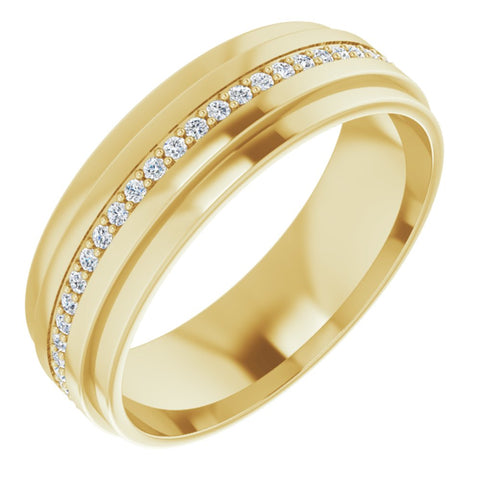 14K Yellow Gold 1/3 to 3/8 CTW Diamond Eternity Ridge Edge Band
