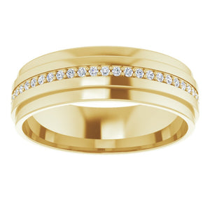 14K Yellow Gold 1/3 to 3/8 CTW Diamond Eternity Ridge Edge Band