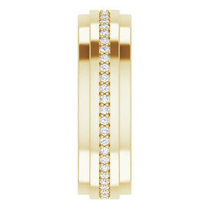 14K Yellow Gold 1/3 to 3/8 CTW Diamond Eternity Ridge Edge Band