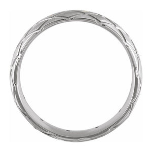 14K White Gold & Diamond Patterned Comfort Fit Band