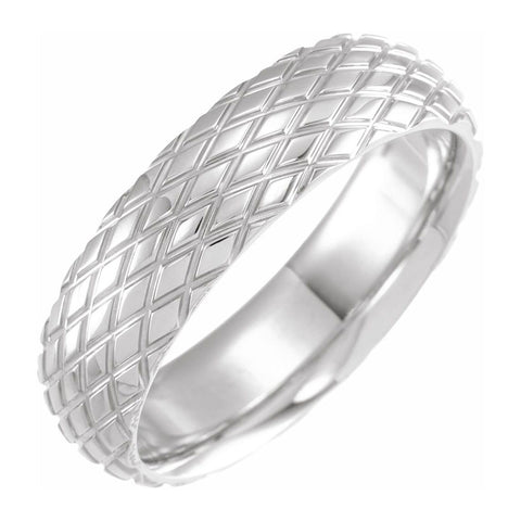 14K White Gold Crisscross Patterned Comfort Fit Band