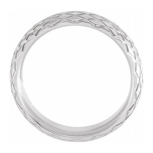 14K White Gold Crisscross Patterned Comfort Fit Band