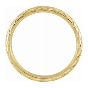 3mm 14K Yellow Gold Crisscross Patterned Comfort Fit Band