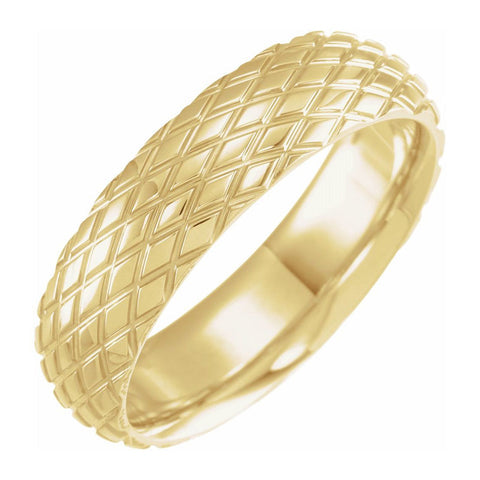 14K Yellow Gold Crisscross Patterned Comfort Fit Band