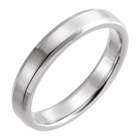 10K White Gold Polished Beveled Edge Comfort Fit Band