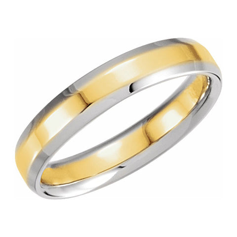 14K White & Yellow Gold Beveled Edge Comfort Fit Band