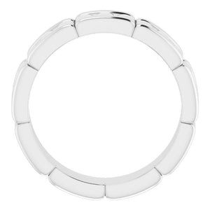 14K White Gold Grooved Pattern Standard Fit Band