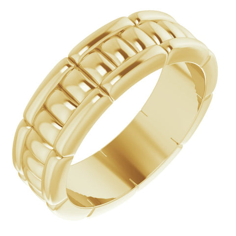 14K Yellow Gold Grooved Pattern Standard Fit Band