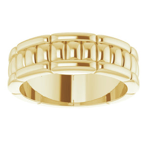14K Yellow Gold Grooved Pattern Standard Fit Band