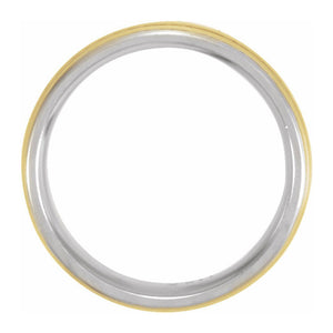14K Two Tone Gold Satin Grooved Comfort Fit Band