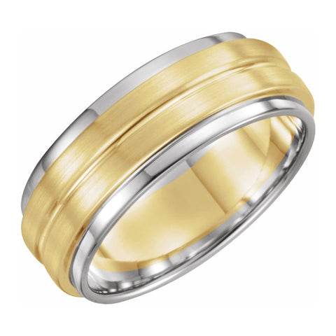 14K White & Yellow Gold Grooved Comfort Fit Band