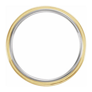 14K White & Yellow Gold Grooved Comfort Fit Band