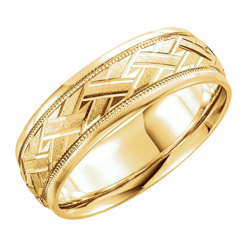 14K Yellow Gold Woven Design Comfort Fit Band