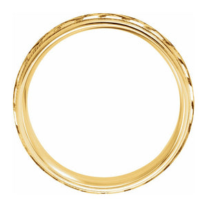 14K Yellow Gold Woven Design Comfort Fit Band